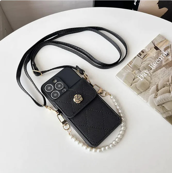 Diamond Flower Crossbody iPhone Case