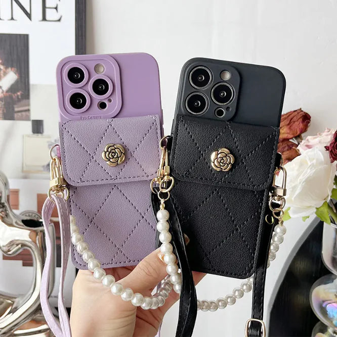 Diamond Flower Crossbody iPhone Case