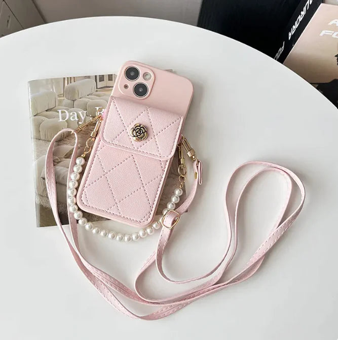 Diamond Flower Crossbody iPhone Case
