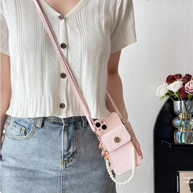 Diamond Flower Crossbody iPhone Case