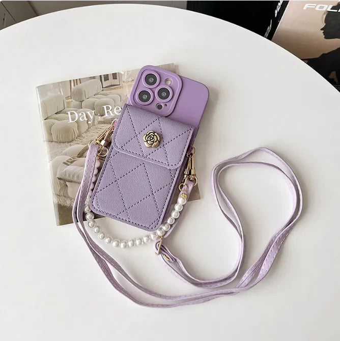 Diamond Flower Crossbody iPhone Case